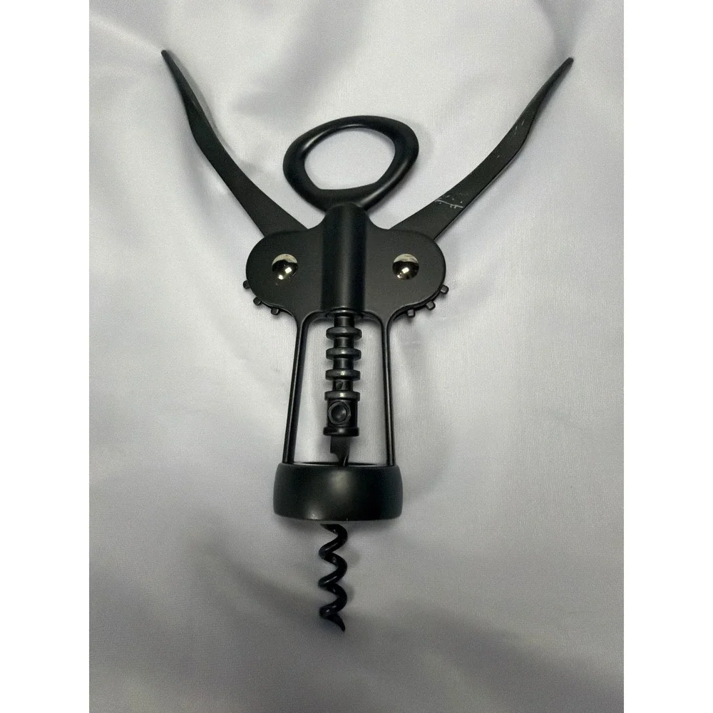 Matte Black Winged Corkscrew Wine‎ Bottle Opener with Integrated Cap Lifter